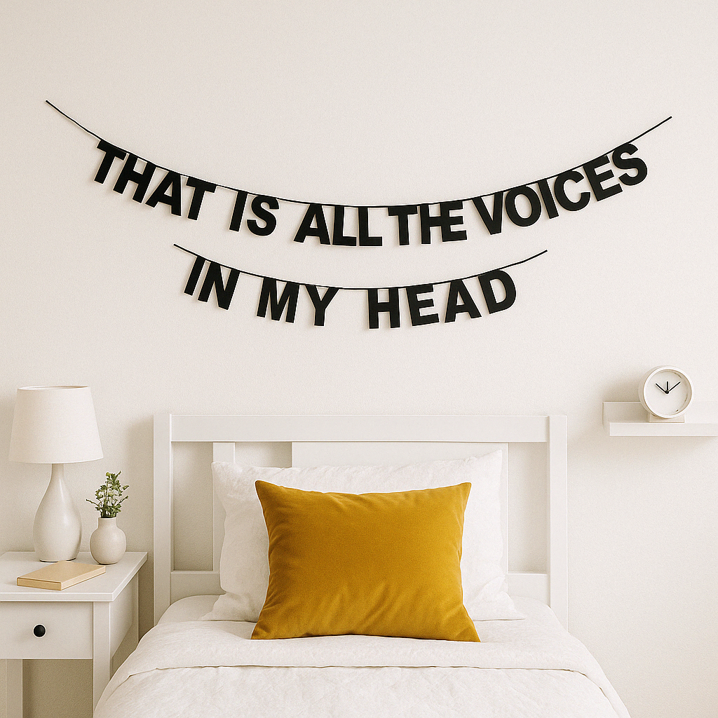 Letterketting "It's all the voices in my head"